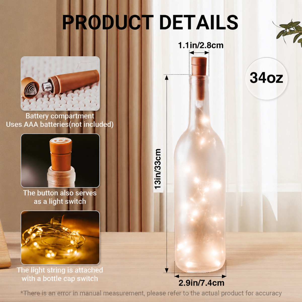 Radiohead Vintage Lighted Bottle Lamp - Premium Alternative Rock Music Merchandise, Modified Bear & OK Computer LED Fairy Light Up Bottle Night Light