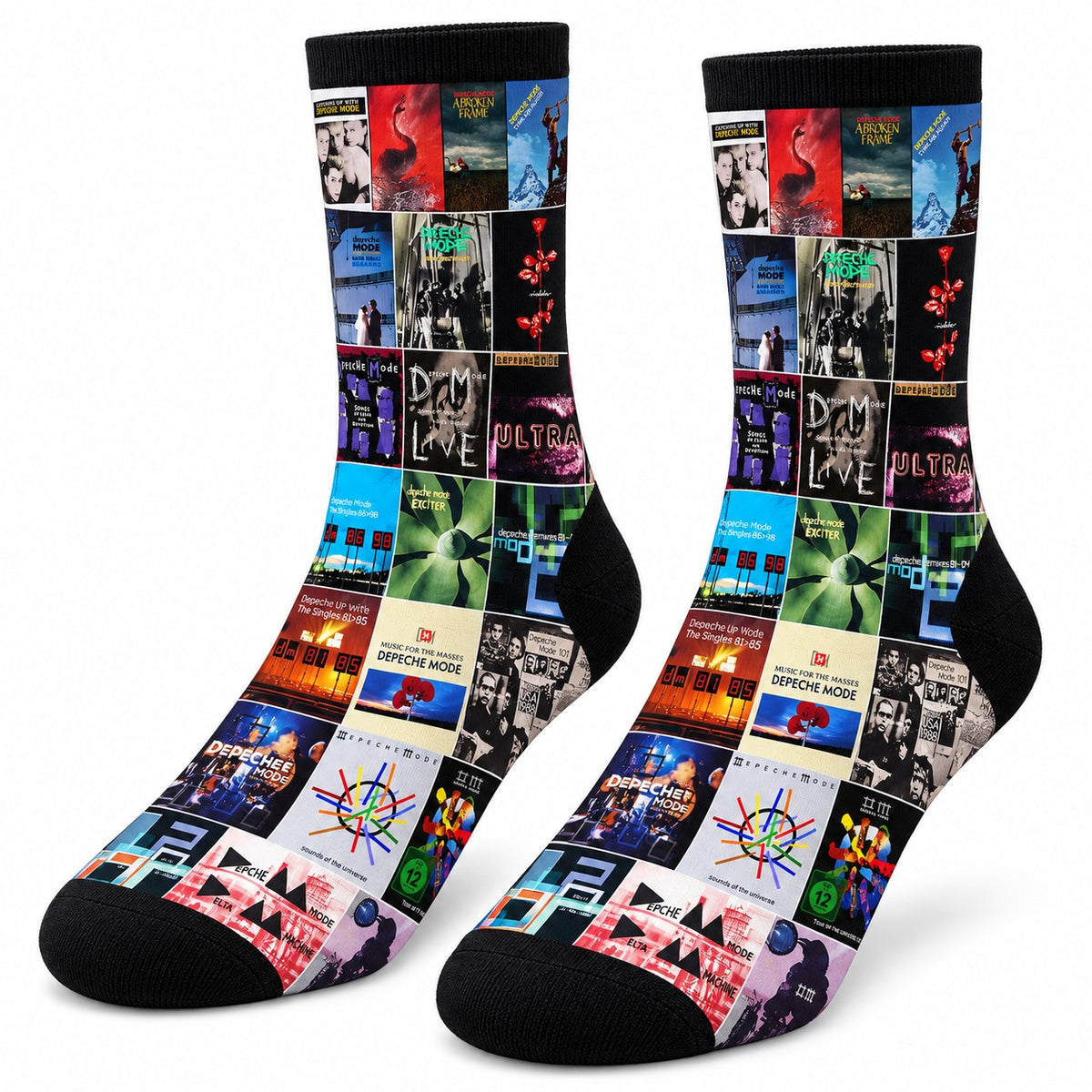 Depeche Mode Middle Tube Socks - Synth-Pop & New Wave Album Cover Grid Collage Mid-Calf Crew Socks for Men & Women Music Gift