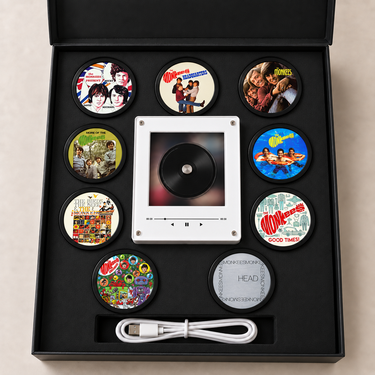 The Monkees MagTune Magnetic Music Player Set - Mini Vinyl Album Discs Frame Display - Classic Pop Rock Fan Unique Gift Idea
