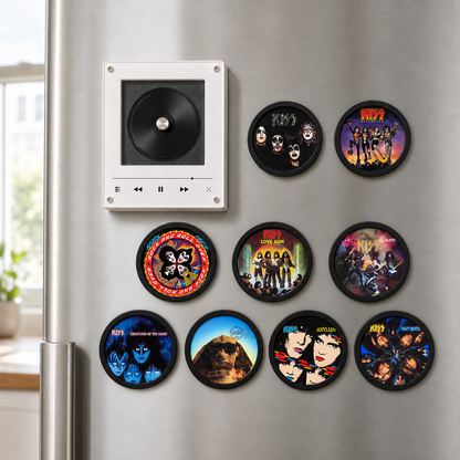 KISS MagTune Mini CD Player Decor Set – Hard Rock Album Art Display, Heavy Metal & Rock Fan Gift