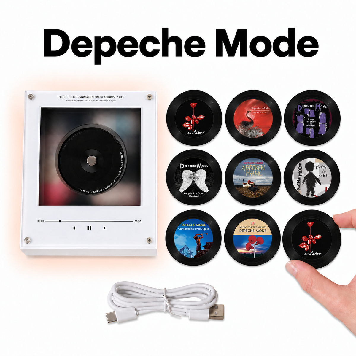 Depeche Mode MagTune, Magnetic Music Player Set, Mini Vinyl Album Magnets, Depeche Mode Fan Gift, Synth Pop & New Wave Collectible