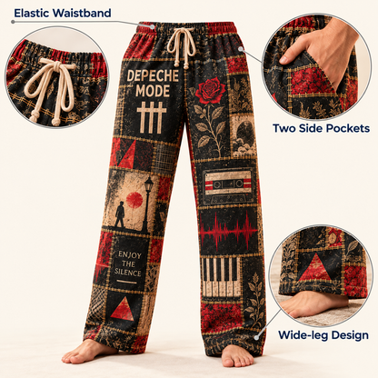 Depeche Mode Rock Band Pajama Pants - Christmas Holiday Lounge Pants, Synth Pop Fan Sleepwear & Gift for Men