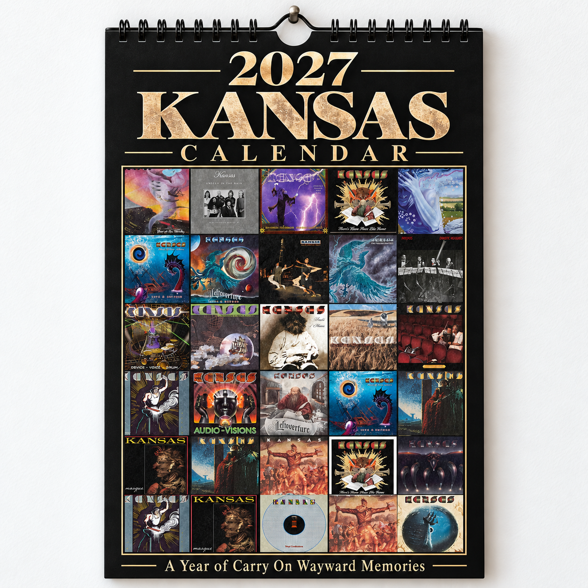 Kansas 2027 Wall Calendar - Album Cover Collage & Prog Rock Discography Art | Premium Classic Rock Fan Gift & Hanging Decor