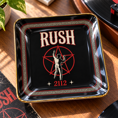 Rush 2112 Mexican Folk Pattern Jewelry Dish - Ceramic Ring Holder Trinket Tray, Starman Rock Art Display, Fan Vanity Gift