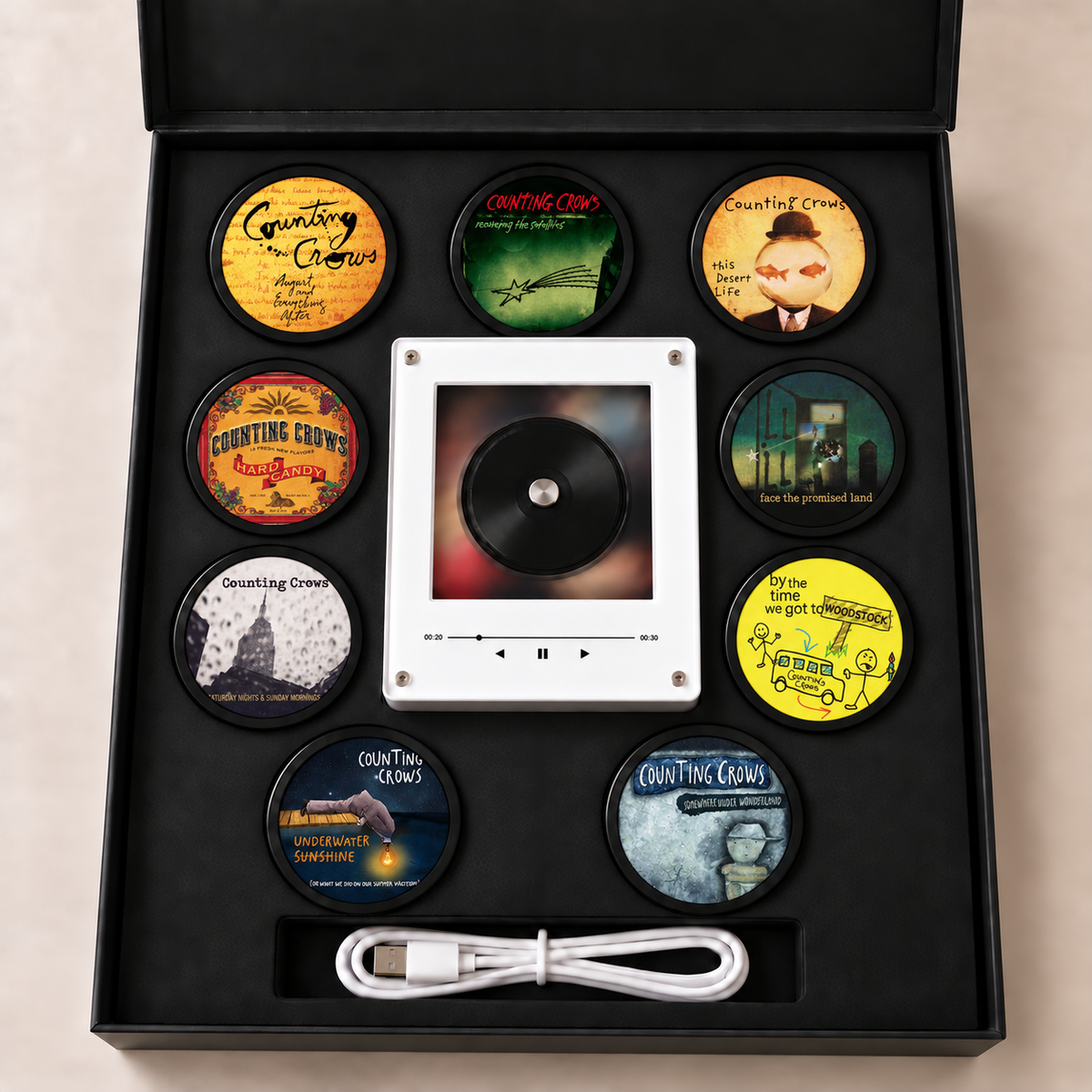 Counting Crows MagTune Mini CD Player Light - Premium Alternative Rock Merchandise, August and Everything After Album Art LED Night Light Gift