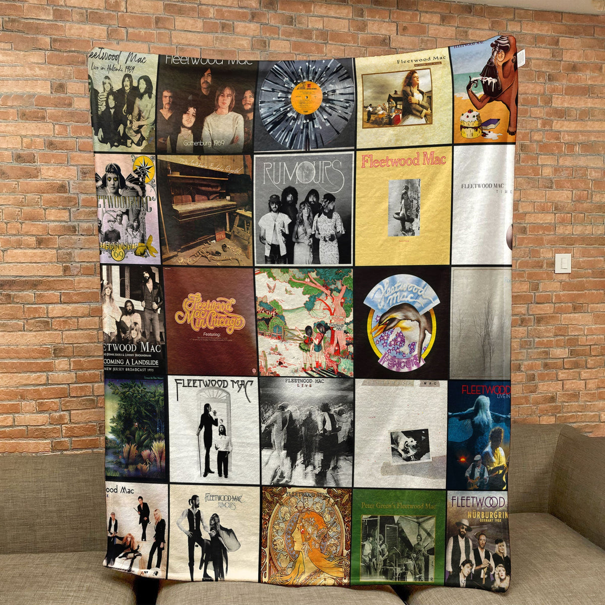 Fleetwood Mac Album Covers Collage Sherpa Blanket – 70s Classic Rock Legend Throw Blanket Fan Gift