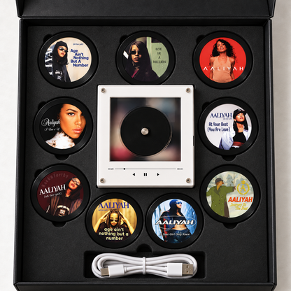 Aaliyah MagTune Album Cover Frame - Magnetic Music Player Display Stand, Interchangeable Vinyl Discs R&B Fan Gift