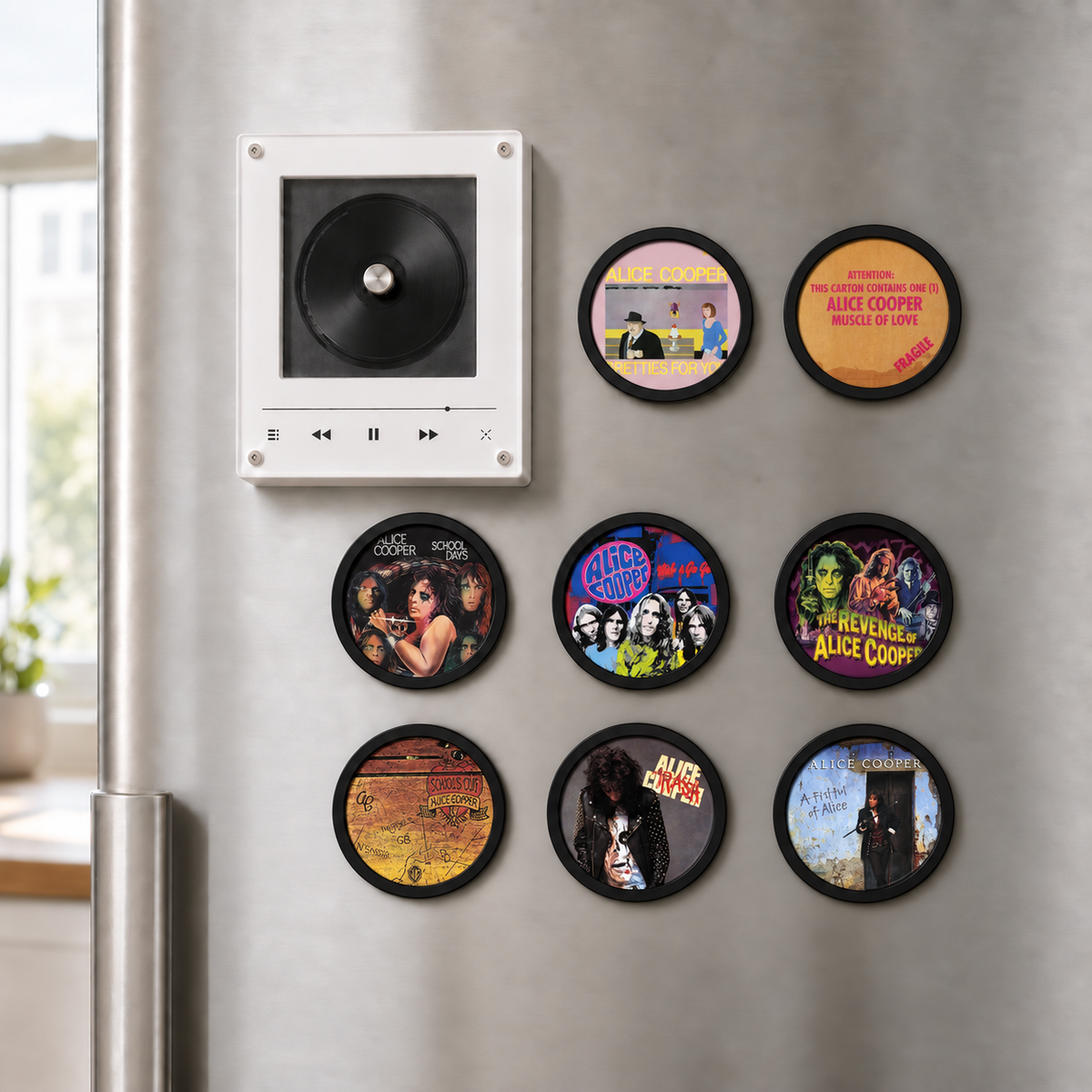 Alice Cooper MagTune Mini CD Player Light - Premium Shock Rock Merchandise, Welcome to My Nightmare Album Art LED Night Light Gift