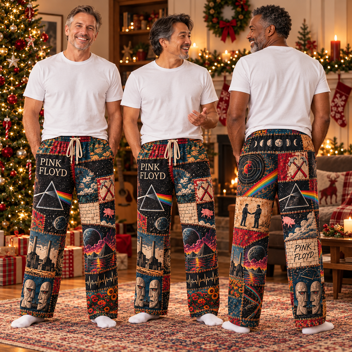 Pink Floyd Rock Band Pajama Pants - Christmas Holiday Lounge Pants, Progressive Rock Fan Sleepwear & Gift for Men