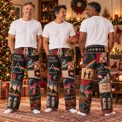 Pink Floyd Rock Band Pajama Pants - Christmas Holiday Lounge Pants, Progressive Rock Fan Sleepwear & Gift for Men