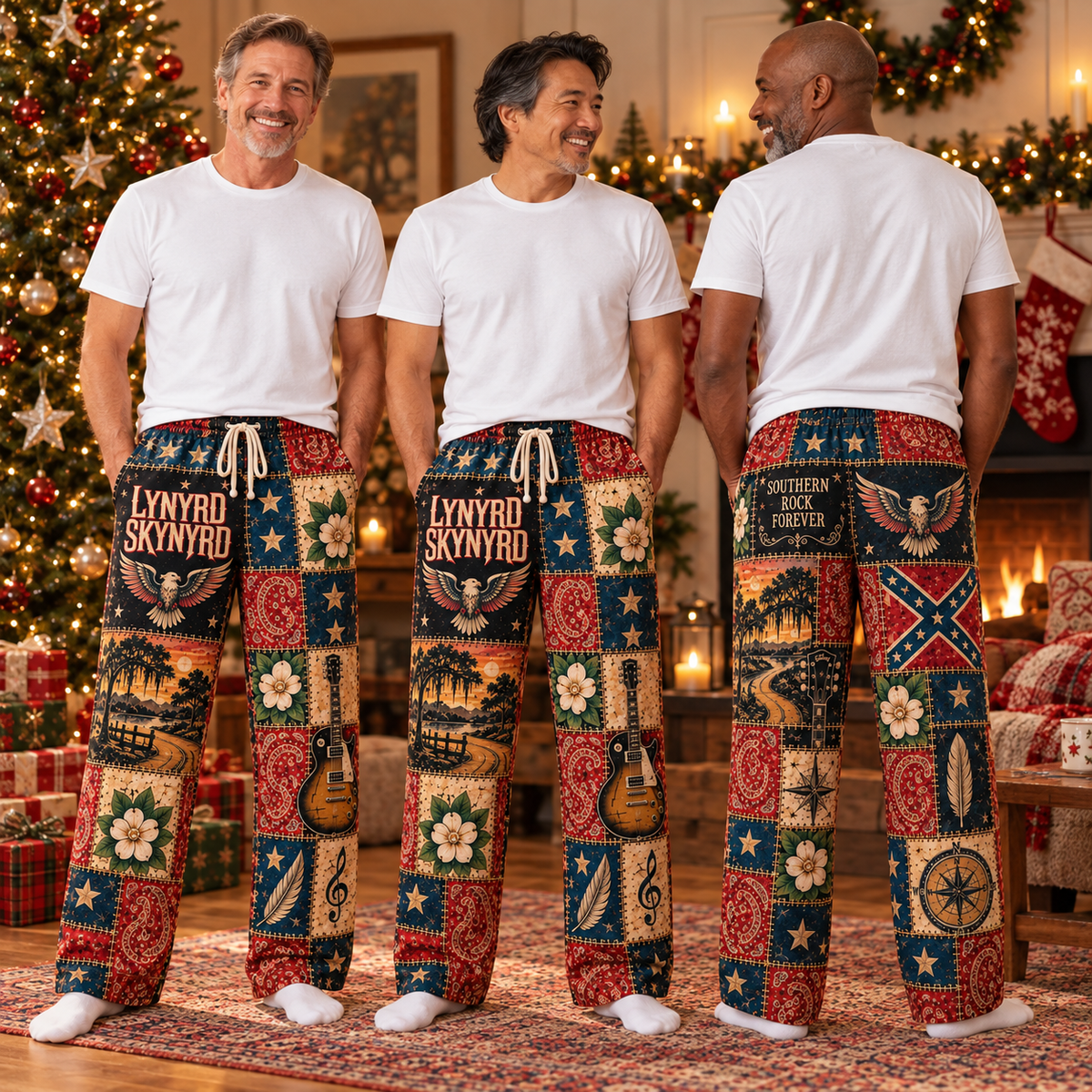 Lynyrd Skynyrd Rock Band Pajama Pants - Christmas Holiday Lounge Pants, Southern Rock Fan Sleepwear & Gift for Men