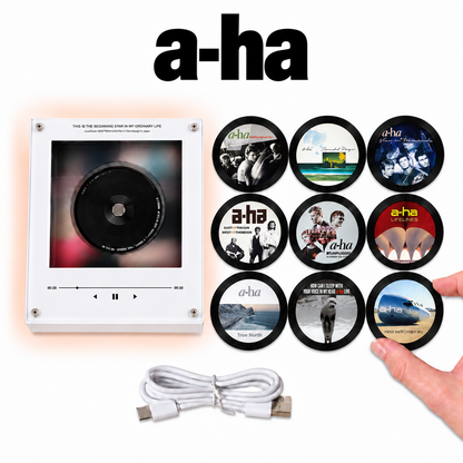 a-ha MagTune Mini CD Player Light - Premium Synth-Pop Merchandise, Hunting High and Low Album Art LED Night Light Tabletop Gift