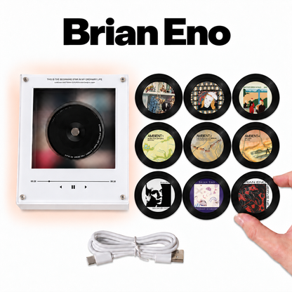 Brian Eno MagTune Mini CD Player Light Box - Album Art Disc Night Light & Music Decor Display, USB Backlit Ambient Music Collector Fan Gift