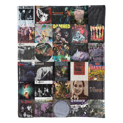 The Damned Album Covers Collage Sherpa Blanket  – Iconic Throw Sherpa for Punk & Goth Rock Fans