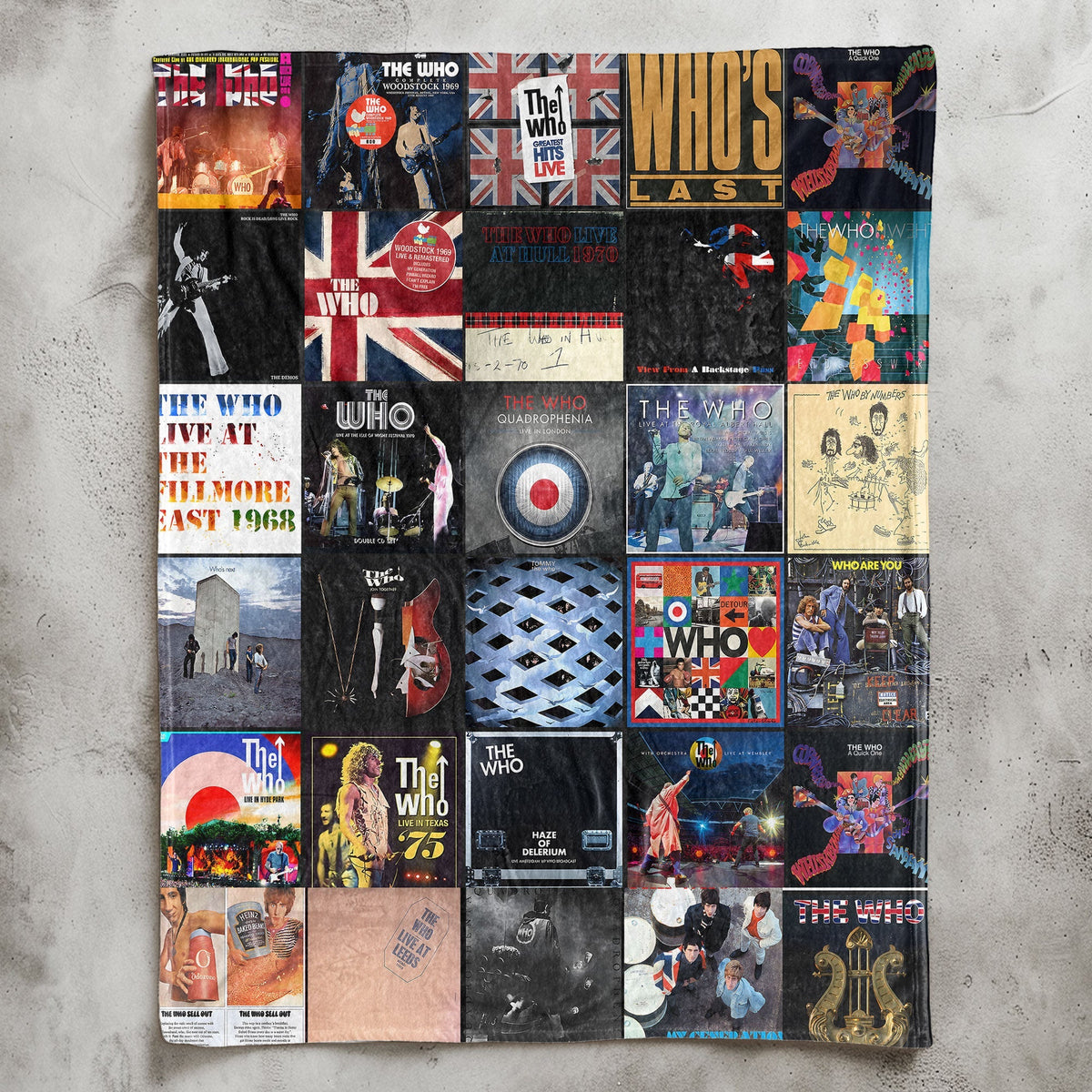 The Who Album Covers Collage Sherpa Blanket – 60s 70s British Rock Legend Throw Blanket