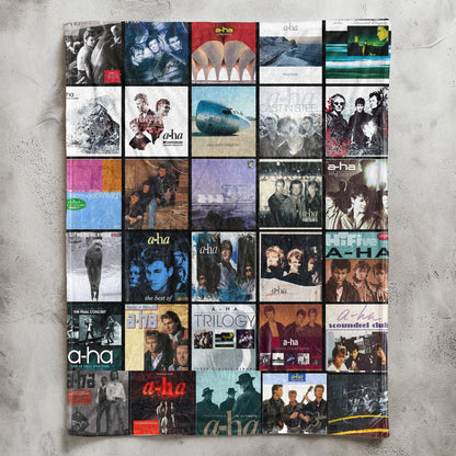 A-ha Album Covers Collage Sherpa Blanket – Iconic Throw Sherpa for Synth-Pop Fans