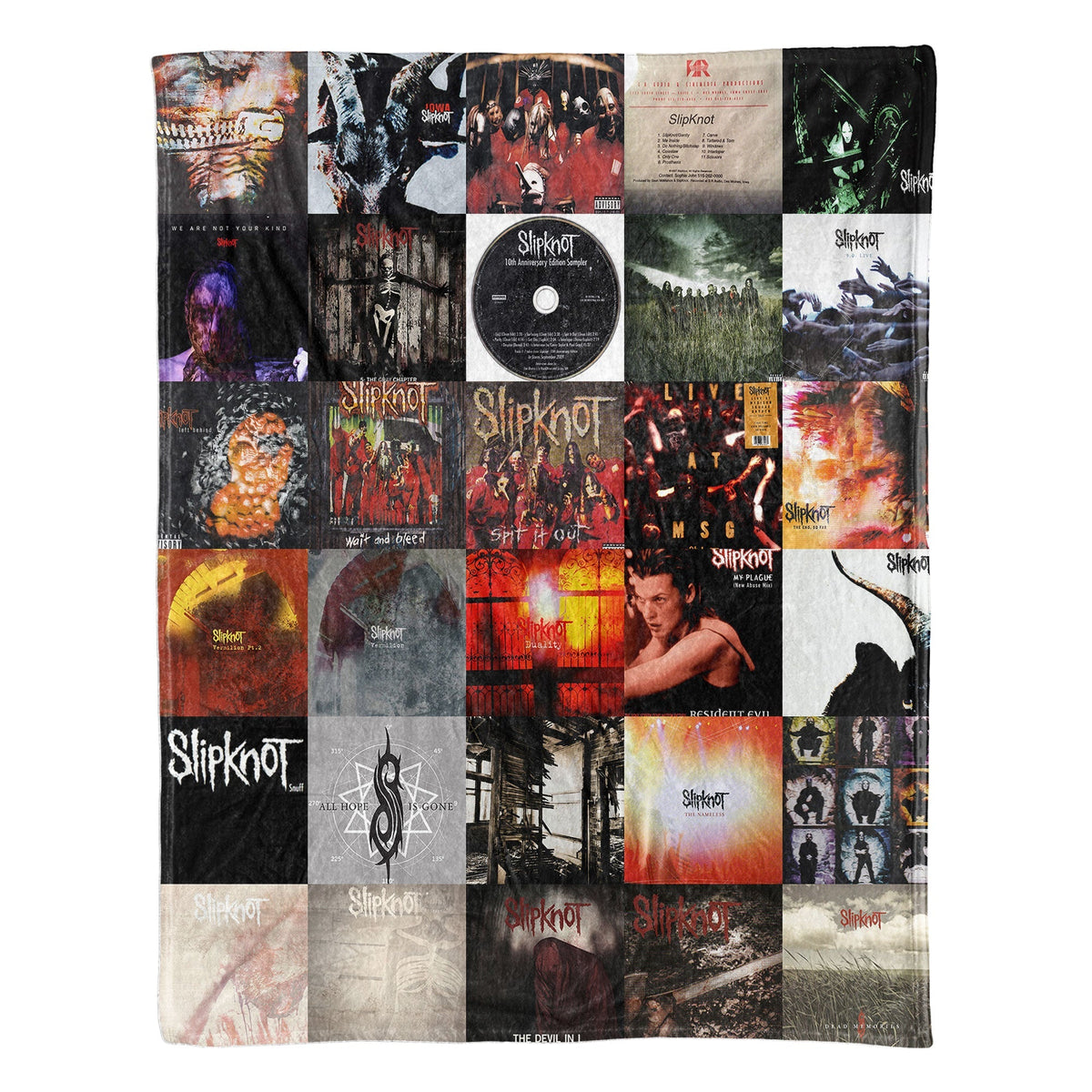 Slipknot Album Covers Collage Sherpa Blanket – Iconic Throw Sherpa for Metal Fans