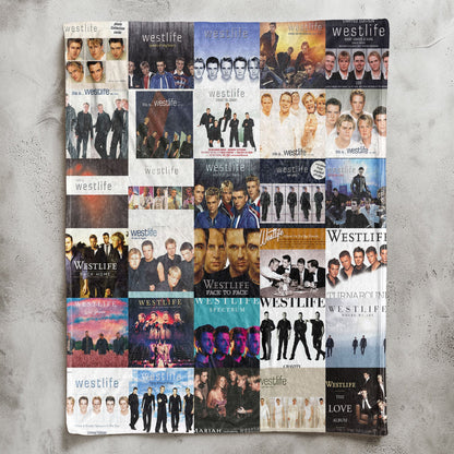 Westlife Album Covers Collage Sherpa Blanket  – Iconic Throw Sherpa for Pop Ballad Lovers