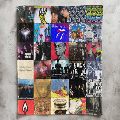 The Rolling Stones Album Covers Collage Sherpa Blanket – Classic British Rock Legend Throw Blanket Fan Gift