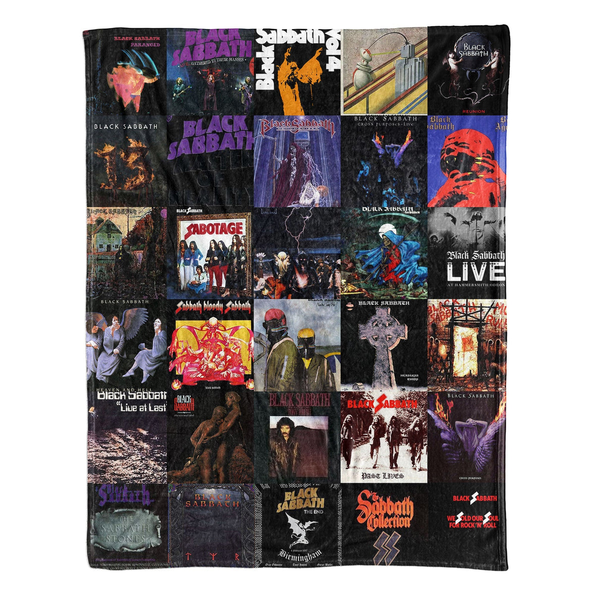 Black Sabbath Album Covers Collage Sherpa Blanket – Heavy Metal Legend Throw Blanket