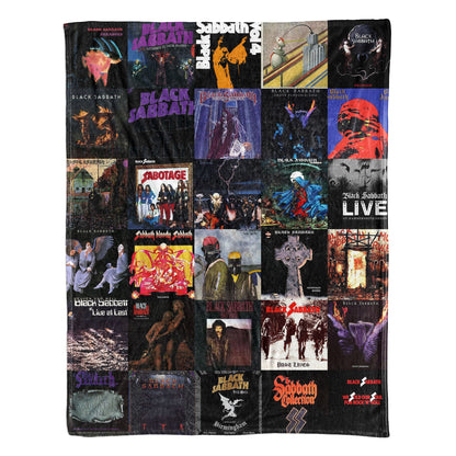 Black Sabbath Album Covers Collage Sherpa Blanket – Heavy Metal Legend Throw Blanket