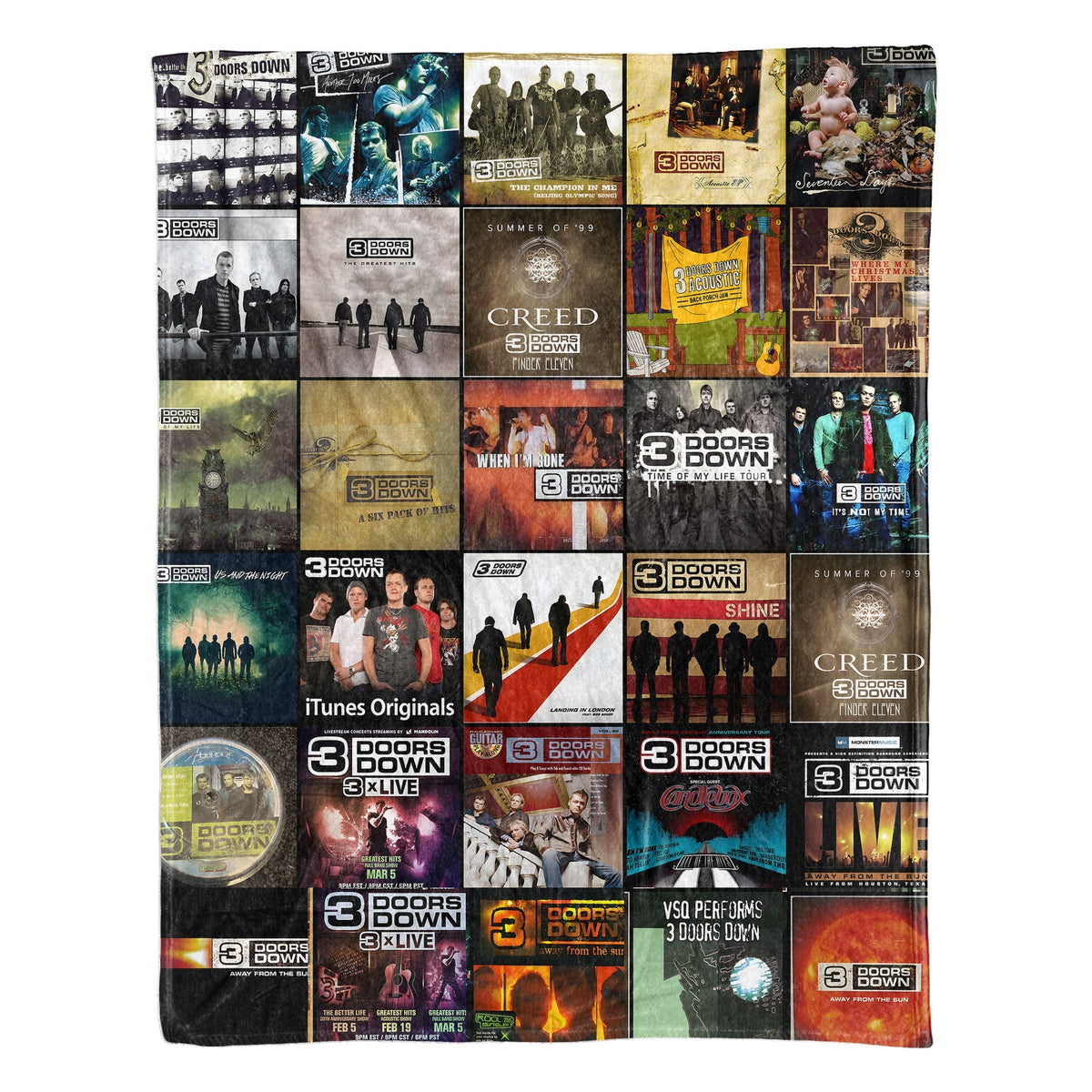 3 Doors Down Album Covers Collage Sherpa Blanket – Classic Gift for Rock Fans
