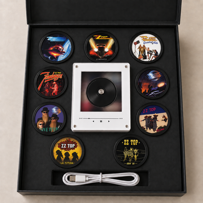 ZZ Top MagTune, Magnetic Music Player Set, Mini Vinyl Album Magnets, ZZ Top Gift for Fans, Classic Rock Music Collectible