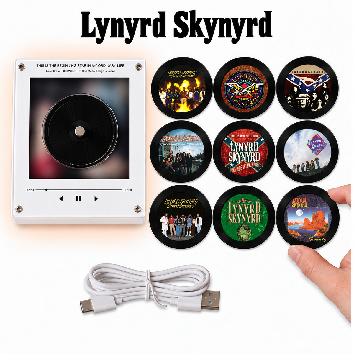 Lynyrd Skynyrd MagTune, Magnetic Music Player Set, Album Art Music Magnets, Southern Rock Fan Gift, Classic Rock Collectible