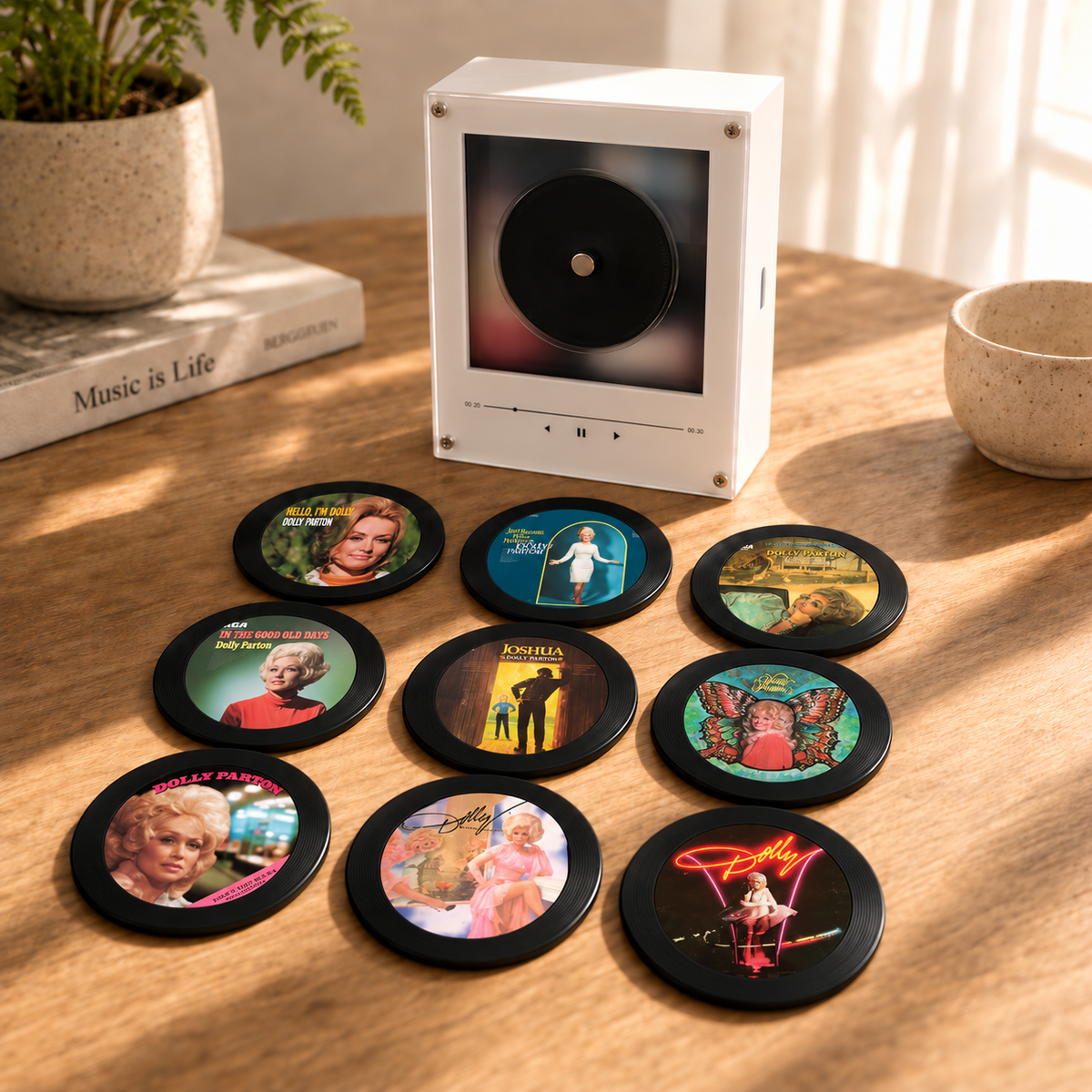 Dolly Parton MagTune Magnetic Music Player, Country Fan Gift,Mini Vinyl Album Magnet, Country Music Collectible