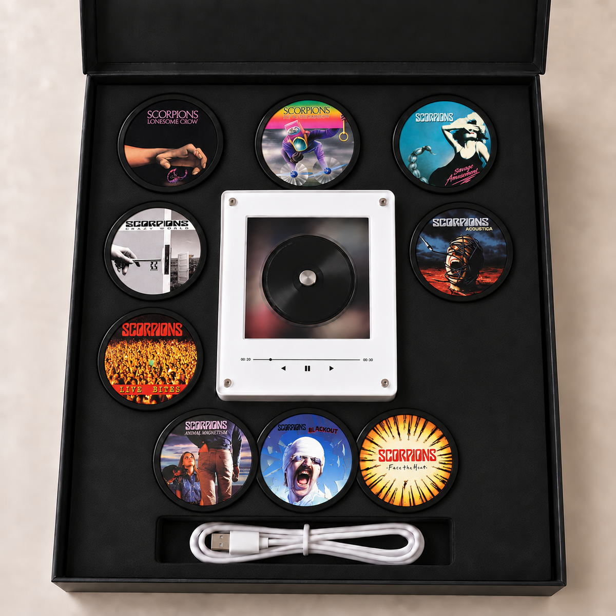 Scorpions MagTune Mini CD Player Light Box - Album Art Disc Night Light, USB Backlit Heavy Metal Hard Rock Band Fan Gift