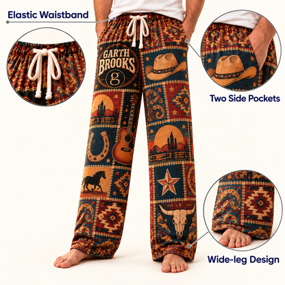 Garth Brooks Pajama Pants - Patchwork Country Music Art  Sleepwear | Comfortable Fan Lounge Pants