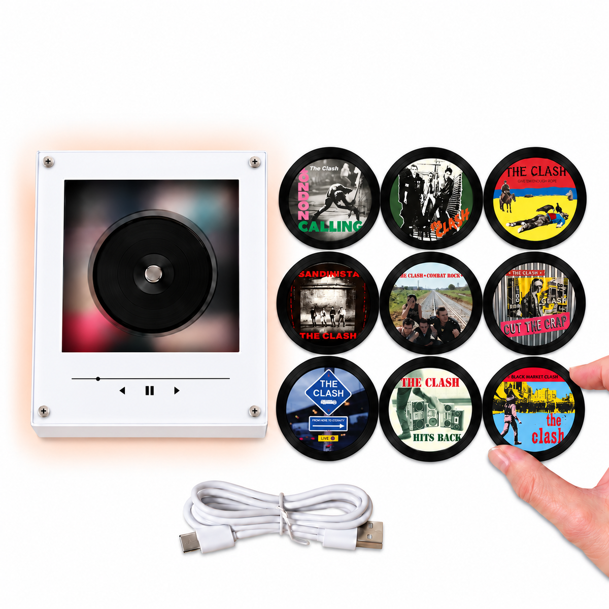 The Clash MagTune Magnetic Music Player Set - Mini Vinyl Album Discs Frame Display - Punk Rock Band Fan Unique Gift Idea