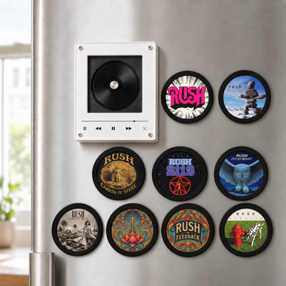 Rush MagTune, Magnetic Music Player Set, Mini Vinyl Album Magnets, Progressive Rock Fan Gift, Rush Music Collectible
