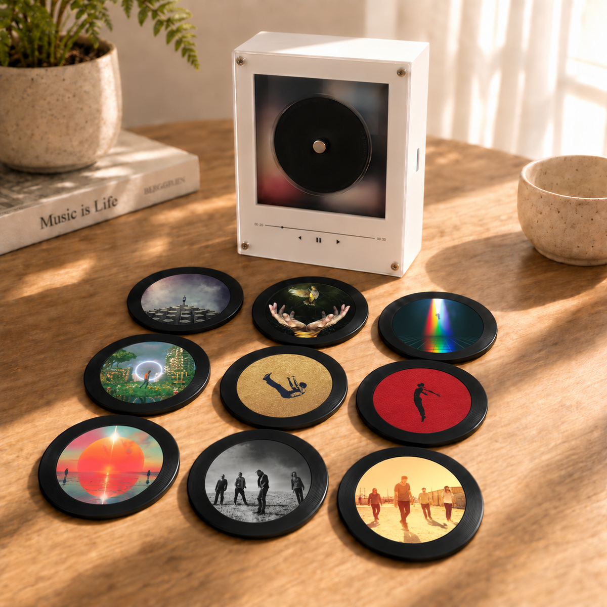 Imagine Dragons Magtune Music Player – Acrylic Album Cover Display with Interchangeable Mini Vinyl Discs
