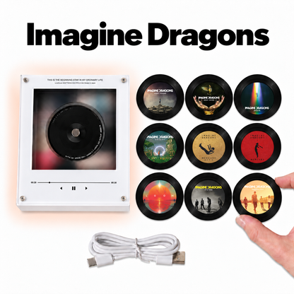 Imagine Dragons Magtune Music Player – Acrylic Album Cover Display with Interchangeable Mini Vinyl Discs