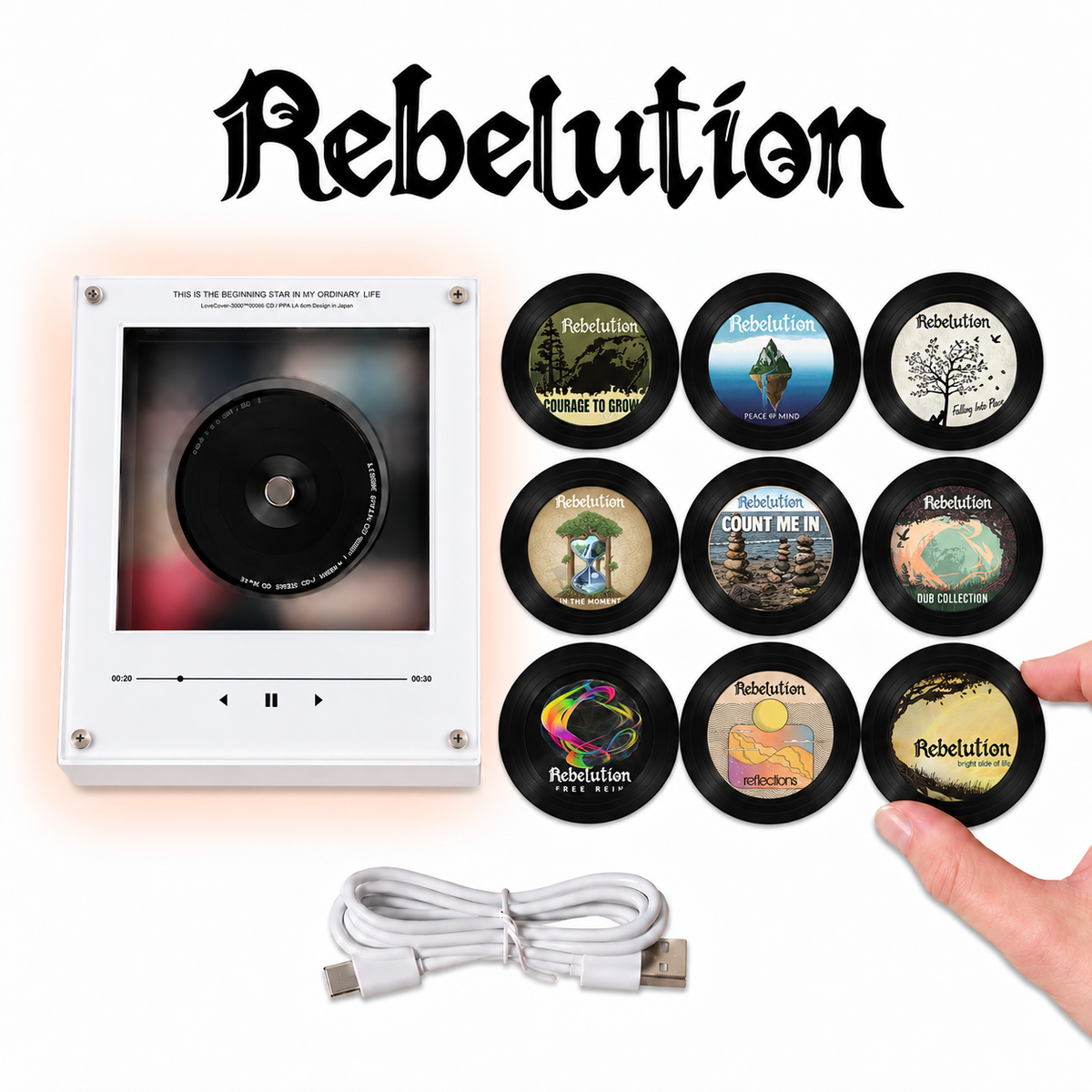 Rebelution MagTune Mini CD Player Light Box - Album Art Disc Night Light, USB Backlit Reggae Rock Fan Gift