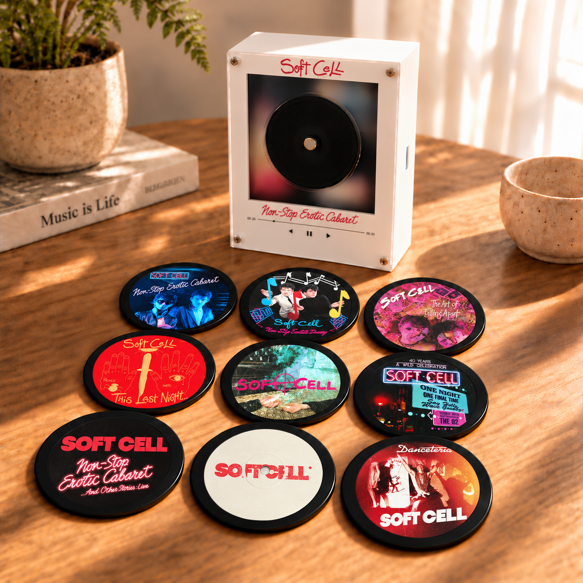 Soft Cell MagTune Mini CD Player Light - Premium Synthpop Music Merchandise, Non-Stop Erotic Cabaret Album Art LED Night Light Tabletop Decor Gift