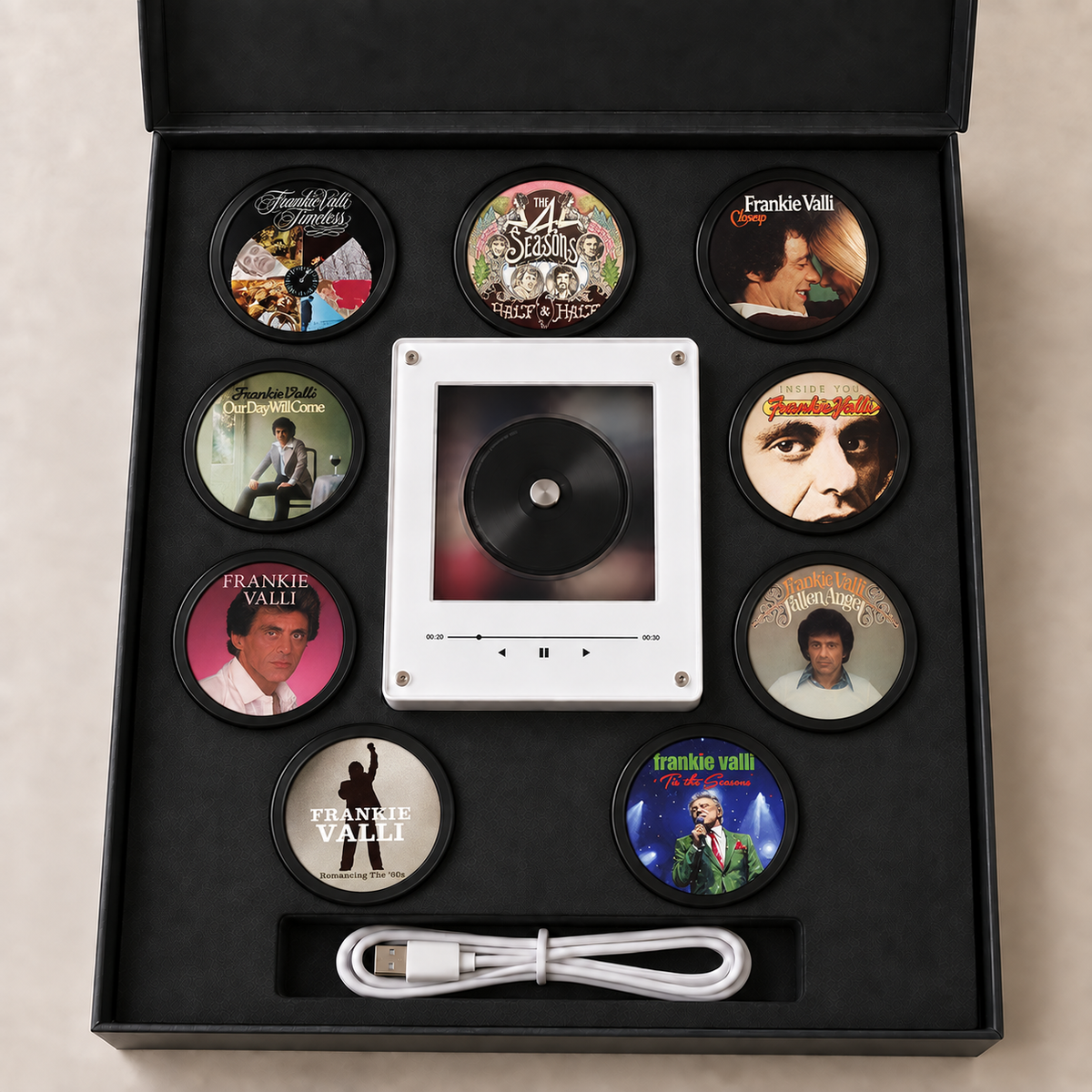 Frankie Valli MagTune Mini CD Player Decor Set – Pop & Rock Album Art Display, Pop Music Fan Gift