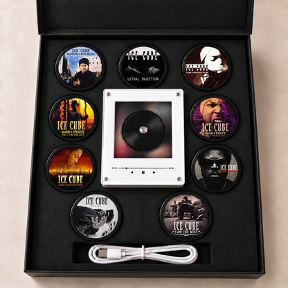 Ice Cube MagTune Mini CD Player Light Box - Album Art Disc Night Light & Music Decor, USB Backlit Hip Hop Collector Fan Gift