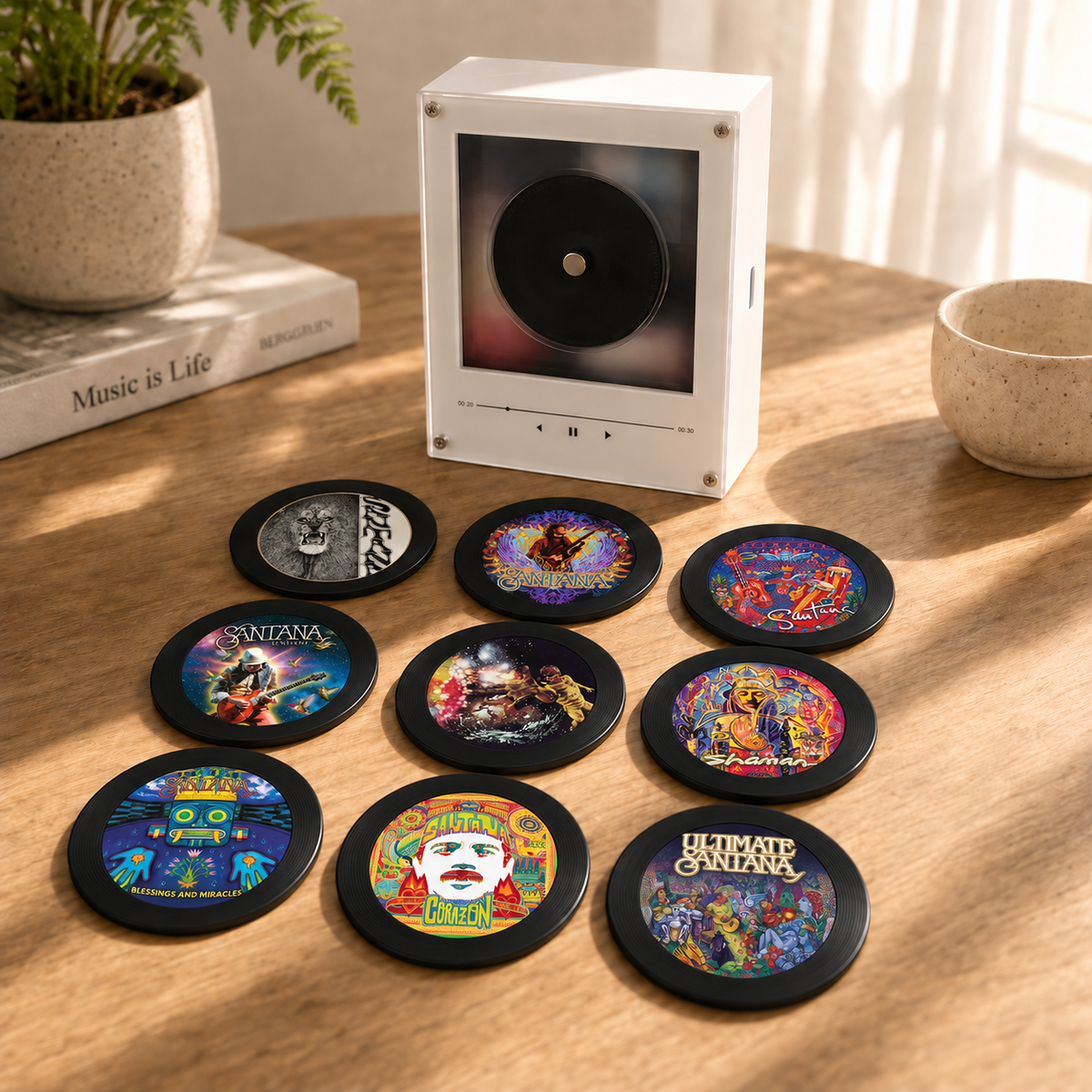 Santana MagTune, Magnetic Music Player Set, Mini Vinyl Album Magnets, Classic Rock Fan Gift, Santana Music Collectible