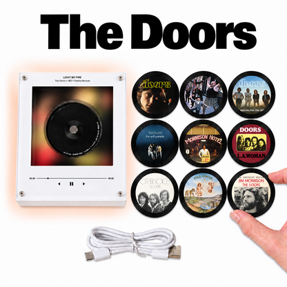 The Doors MagTune Mini CD Player Light - Premium Classic Rock Merchandise, Light My Fire Album Art LED Night Light Gift