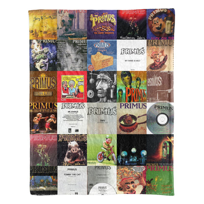 Primus Album Covers Collage Sherpa Blanket – 90s Funk Metal & Alt-Rock Legend Throw Blanket