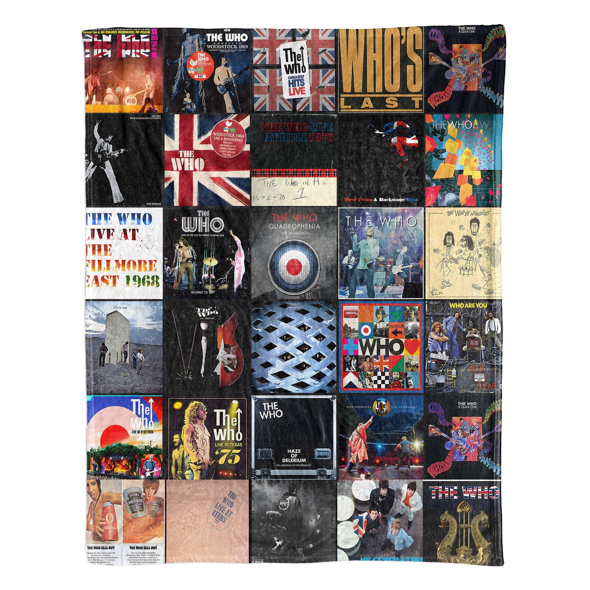 The Who Album Covers Collage Sherpa Blanket – 60s 70s British Rock Legend Throw Blanket