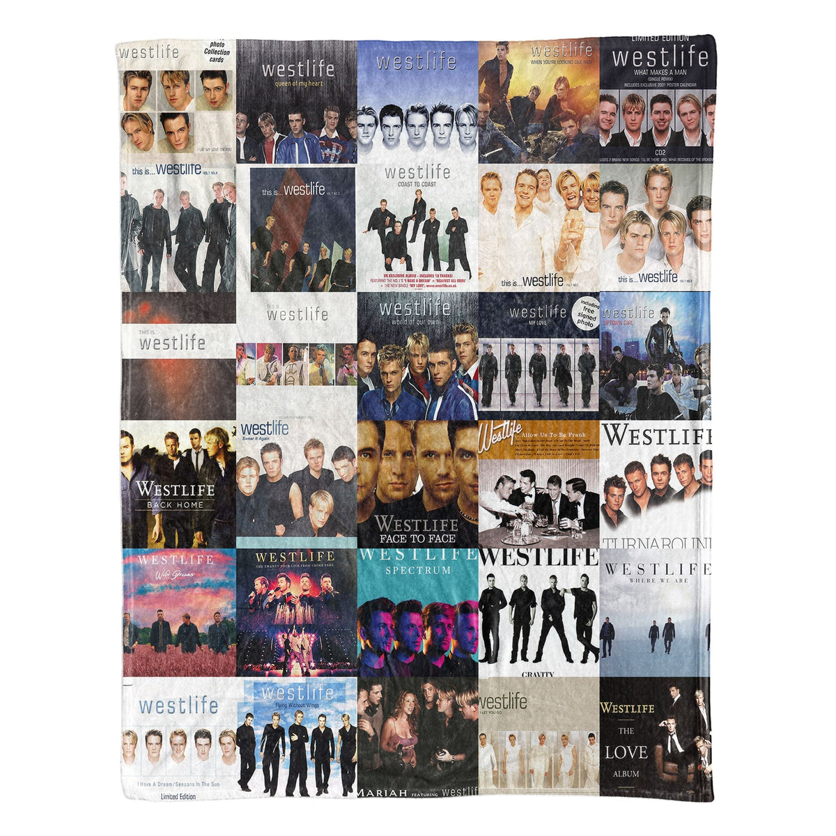 Westlife Album Covers Collage Sherpa Blanket  – Iconic Throw Sherpa for Pop Ballad Lovers