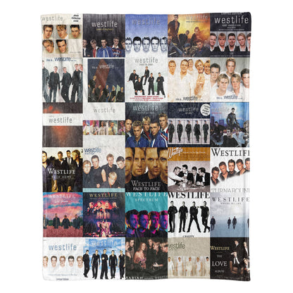 Westlife Album Covers Collage Sherpa Blanket  – Iconic Throw Sherpa for Pop Ballad Lovers