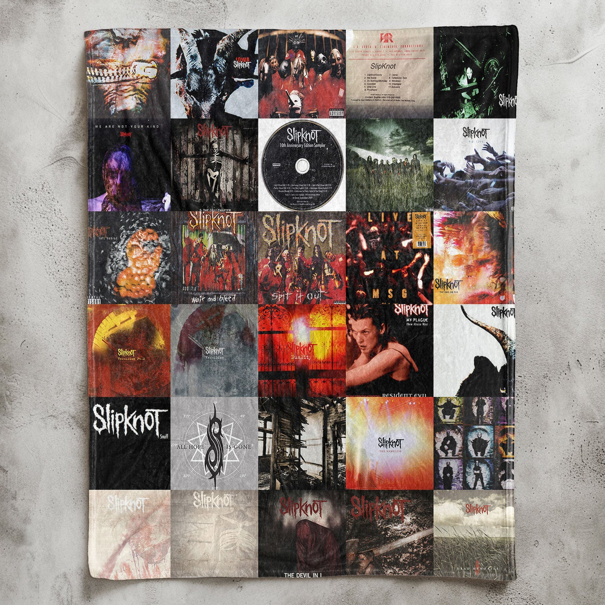 Slipknot Album Covers Collage Sherpa Blanket – Iconic Throw Sherpa for Metal Fans