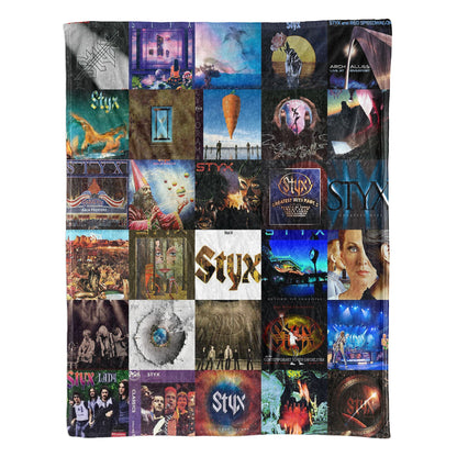 Styx Album Covers Collage Sherpa Blanket – Iconic Throw Sherpa for Classic Rock Fans