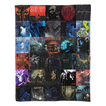 Skinny Puppy Album Covers Collage Sherpa Blanket – Iconic Throw Sherpa for Industrial Music Fans