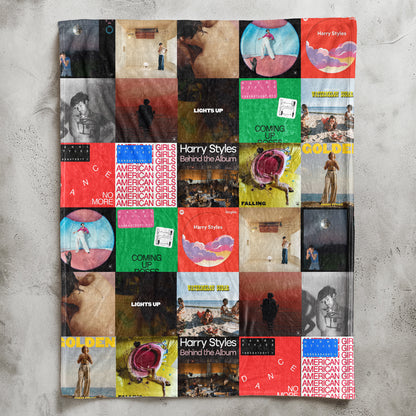 Harry Styles Album Covers Sherpa Blanket - Retro Discography Artwork Collage Quilt - Perfect Holiday Gift for Pop Music Fans