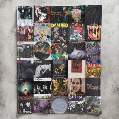 The Damned Album Covers Collage Sherpa Blanket  – Iconic Throw Sherpa for Punk & Goth Rock Fans